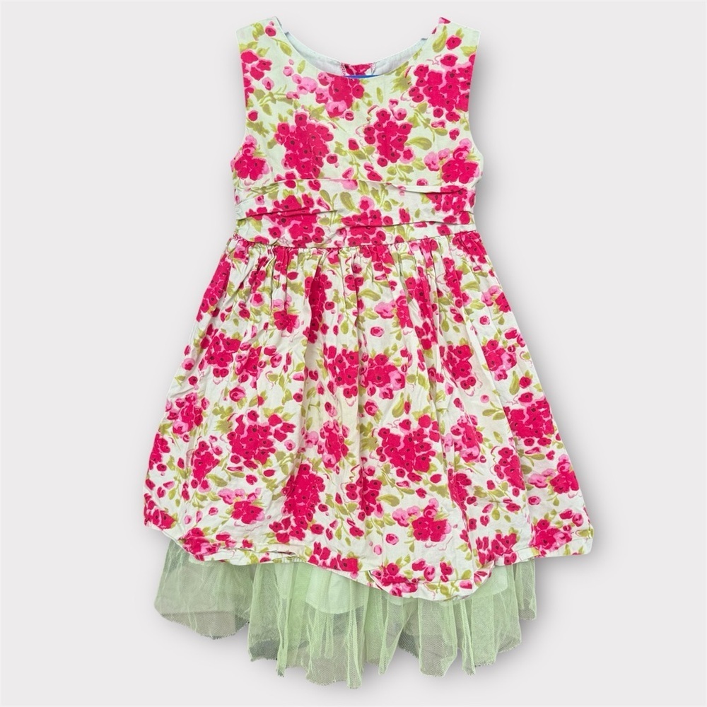 Youngland Girls 4T Pink Floral Tulle Party Dress Special Occasion Easter Spring